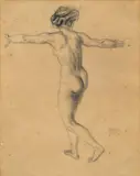 Franz von Stuck, Weiblicher Rückenakt, 1900, Bleistift auf Papier