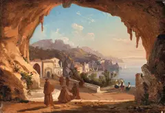 Karl Eduard Biermann, Ansicht von Amalfi, 1833, Öl auf Karton, auf Holz aufgezogen