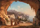 Karl Eduard Biermann, Ansicht von Amalfi, 1833, Öl auf Karton, auf Holz aufgezogen