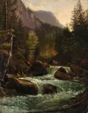 Carl Christian Sparmann, Gebirgsbach, Um 1828, Öl auf Papier, auf Pappe aufgezogen