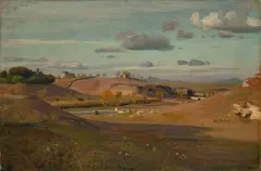 Rudolf Schick, Blick über die Campagna, 1871, Öl auf Leinwand auf Pappe