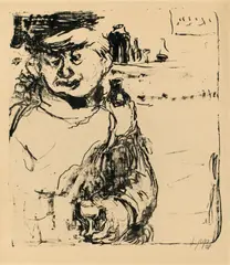 Der Schnapstrinker by Max Pechstein, 1908, Lithographie auf Papier, sold Nov 2013