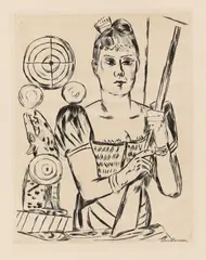 Schießbude by Max Beckmann, 1921, Kaltnadel auf Velin, sold Jun 2022