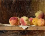 Französisch, um 1880, Stilleben mit Pfirsichen, Oil on canvas
