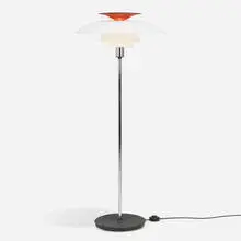 PH 80 floor lamp by Poul Henningsen, 1974, chrome-plated and enameled steel, acrylic, plastic, sold May 2024