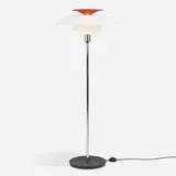 PH 80 floor lamp by Poul Henningsen, 1974, chrome-plated and enameled steel, acrylic, plastic, sold May 2024