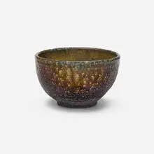 Bowl by Toshiko Takaezu, c. 1985, salt-fired stoneware, sold Apr 2024