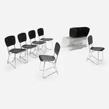 Armin Wirth, Folding chairs, set of twenty-two, 1951, lacquered birch plywood, aluminum