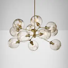Lindsey Adelman, 11-globe Branching Bubble chandelier, c. 2009, brushed brass-plated steel, glass