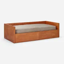 Jacques Adnet, Daybed, c. 1955, leather over wood, upholstery