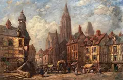 Provincial town centre, Domfront, Normandy by Pierre Le Boeuff, offered Apr 2016