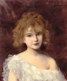 Portrait of a young girl by French School, oil on canvas, sold Apr 2016