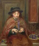 David Lee, The Violet Seller, watercolour and gum arabic