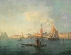 Hugo von Bouvard, A view of the Grand Canal with the Doges Palace and the Campanile di San Marco in the distance