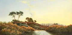 Edwin Henry Boddington, A pair of river landscapes, one signed and indistinctly dated (lower left) and the other signed with initials (lower left),  oil on canvas