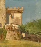 Frederik Rohde, Die Abtei Santa Maria di Grottaferrata, Öl auf Papier auf Leinwand
