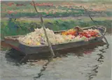 August Lüdecke-Cleve, Kahn mit Blumen, 1912, Öl auf Leinwand