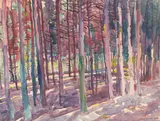 Philipp Franck, Waldlandschaft, 1940, Aquarell auf Velin