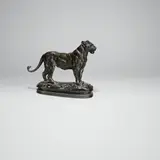 Lionne d'Algerie by Antoine-Louis Barye, Bronze mit schwarzer Patina, sold Dec 2020