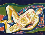 Josef Scharl, Liegender Akt, 1945, Tempera auf Papier