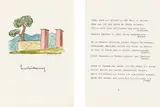 Hermann Hesse, Erschütterung, 2 Blatt: Aquarell und Tuschfeder bzw. Schreibmaschinentext, jeweils auf Papier