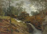 Andreas Achenbach, Am Wildbach, 1868, Öl auf Holz