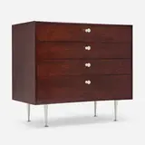 Thin Edge cabinet, model 5202 by George Nelson & Associates, 1952, rosewood, aluminum, enameled steel, sold Apr 2024
