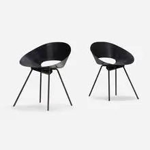 Donald Knorr, Chairs model 132U, pair, 1948, enameled steel