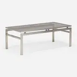 Guy Lefevre, Coffee table, c. 1975, brushed steel, smoked glass