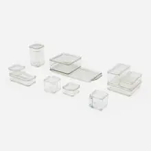 Wilhelm Wagenfeld, Complete Kubus stacking containers set, c. 1938, glass