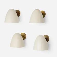 Sconces, set of four by Gino Sarfatti, 1956, enameled aluminum, brass, sold Apr 2024
