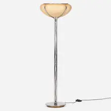 Harvey Guzzini, Floor lamp, c. 1975, aluminum, plastic, chrome-plated steel
