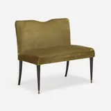 attribution Paolo Buffa, Settee, c. 1960, lacquered wood, upholstery, brass