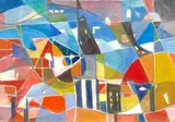 Abstract colour composition by Menachem Helholz-Our, oil on canvas, sold Apr 2016