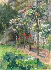 Georges Binet, Garden with roses, oil on canvas