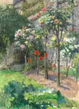 Georges Binet, Garden with roses, oil on canvas