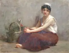 Alphonse Jules Debaene, Resting, oil on canvas