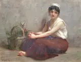 Alphonse Jules Debaene, Resting, oil on canvas