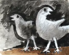 Josef Herman Ra, Birds, watercolour