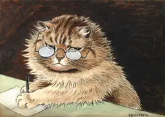 Louis Wain, Cat at work with glasses