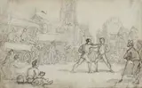A boxing match by Thomas Rowlandson, pen and ink and wash on laid paper, sold Feb 2016
