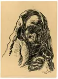 Ludwig Meidner, Männerkopf (Prophet), 1921, Fettkreide auf Papier