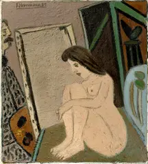Maler und Modell by Peter Herrmann, 1981, Öl auf Hartfaser, sold Dec 2020