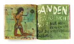 Cornelia Schleime, Künstlerbuch, 1983, 9 Doppelseiten: Tuschfeder, Aquarell und Faserstift über Radierung auf Papier. Einband: Radierung auf Papier