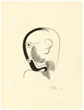 Oskar Schlemmer, Kopf im Profil mit schwarzer Kontur, 1928, Lithografie auf Papier