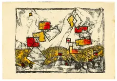 Ludwig Hirschfeld-Mack, Drachenfest Weimar, 1922, Lithografie, aquarelliert, auf leichtem Karton (Postkarte)