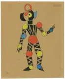 B Figurine mit Kreisgelenken by Ludwig Hirschfeld-Mack, 1921, Gouache und Bleistift auf bräunlichem Papier (aus einem Skizzenblock), sold May 2019