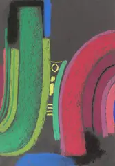Ohne Titel by Max Ackermann, 1973, Pastell auf schwarzem Velin, sold Dec 2018