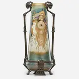 Exceptional tall metal-mounted Amphora Portrait vase by Stellmacher Riessner & Kessel, Austria, sold Jan 2019