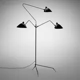 Serge Mouille, Lampadaire à trois bois, enameled aluminum and steel, brass